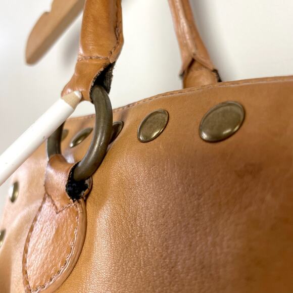 JCrew Leather Purse Brass Studs Shoulder Bag Y2K 2010s Indie Sleaze Double Zip - Picture 14 of 15